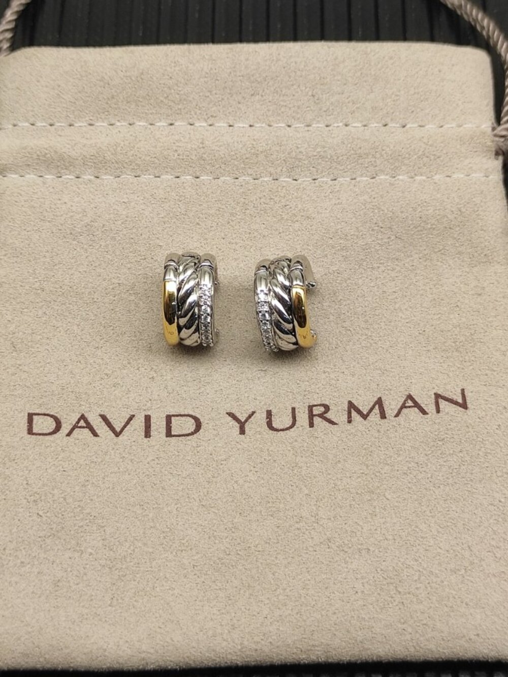 David Yurman 925 Silver Earrings with Original Pouch